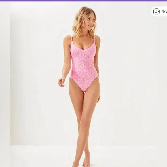 Lilly Pulitzer Pink Paisley One-Piece Swimsuit - Picture 2 of 8
